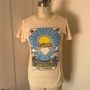 The Coffee Graphic Tee - Tan and Blue